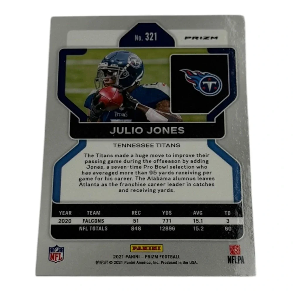2021 Panini Prizm‎ Julio Jones Tennessee Titans Silver Prizm Refractor Card 321